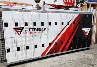 8' X 16' digitally printed and wrapped lockers for Fitness Force.
