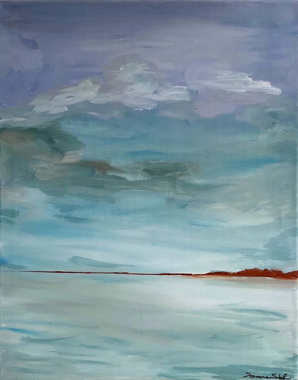 blue sky, ocean art,  seascape painting