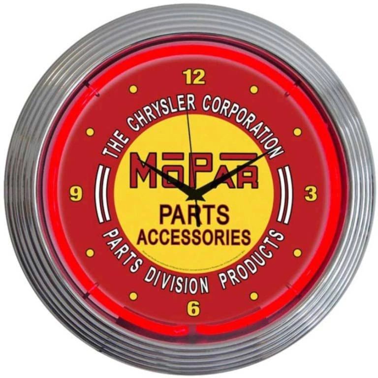 15" Mopar Red Vintage Neon Clock Parts Division Chrysler