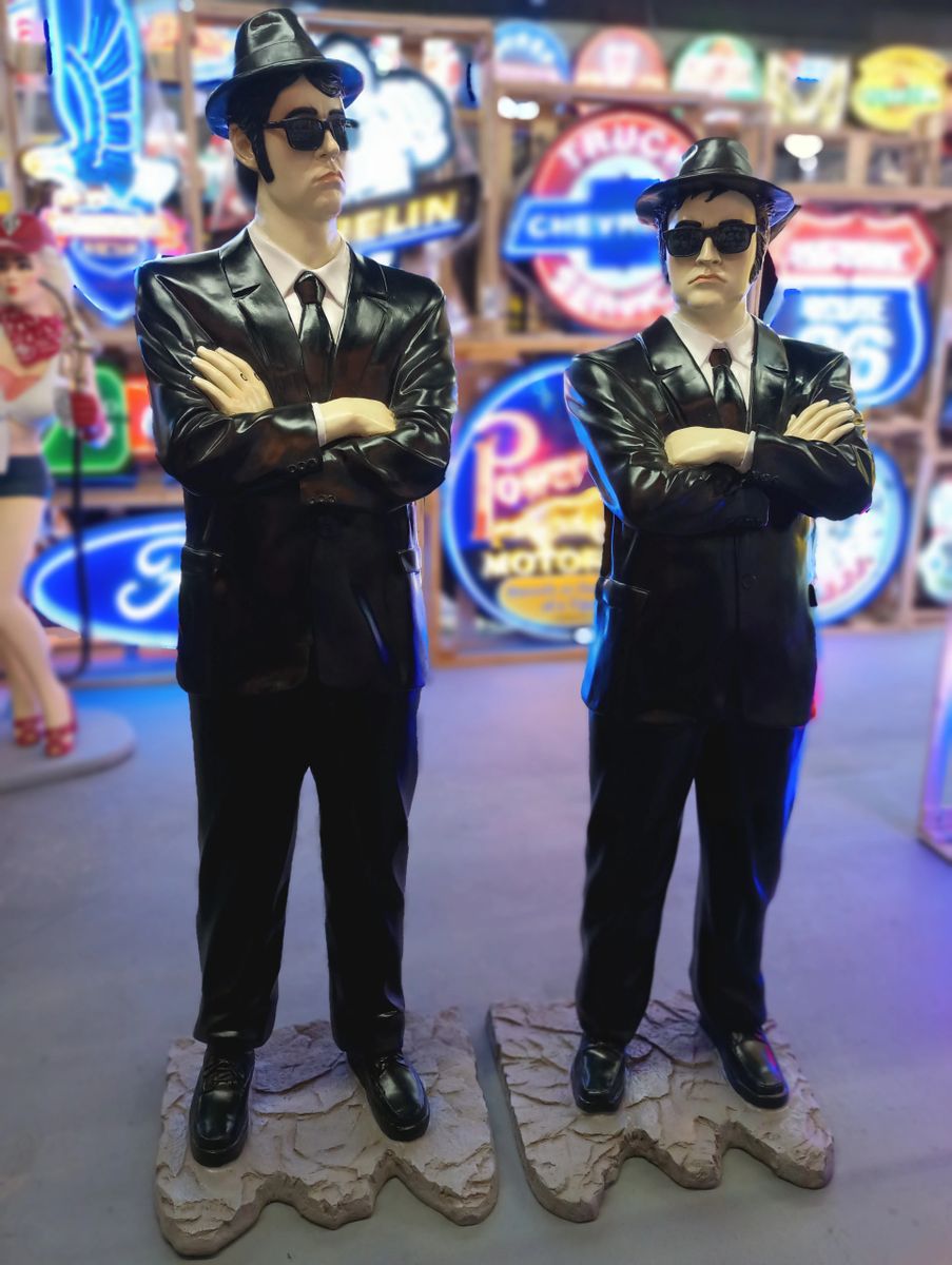 LIFE SIZE ICONIC BLUES BROTHERS STATUES PAIR