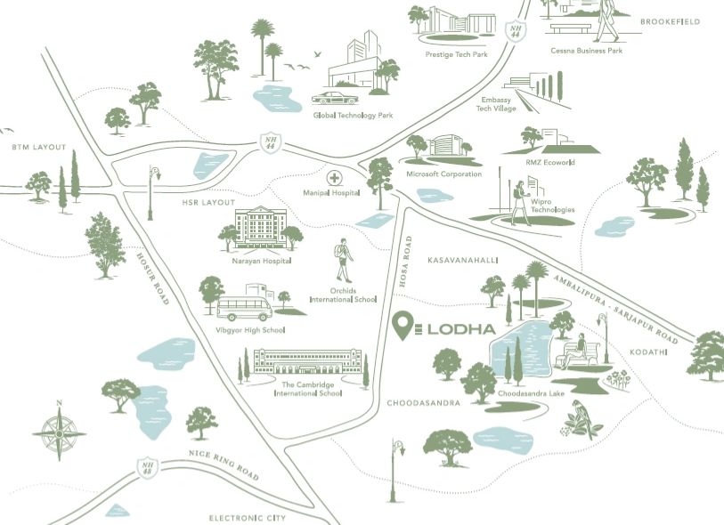 Lodha hosa road location map