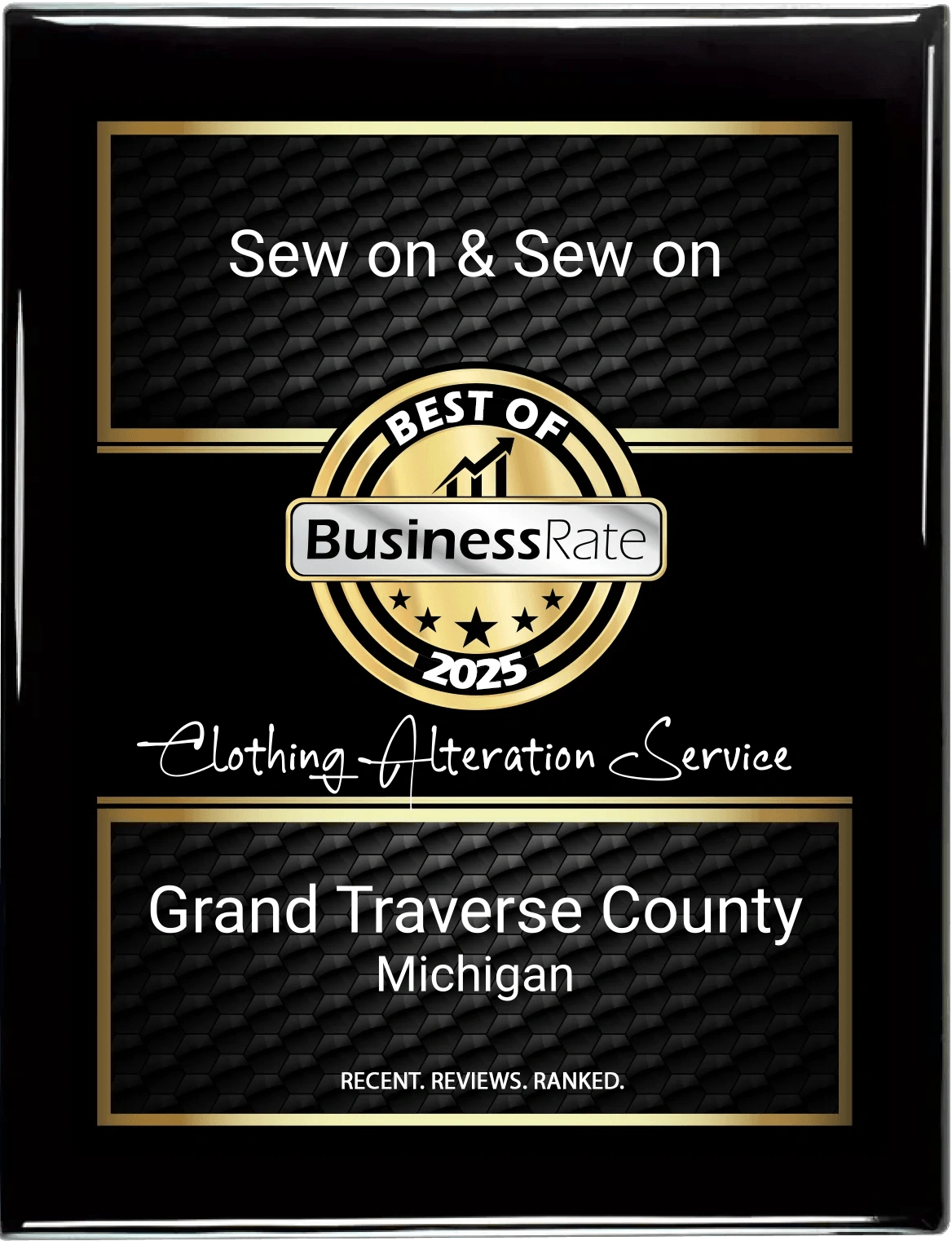 2025 Best of Grand traverse county seamstress award

