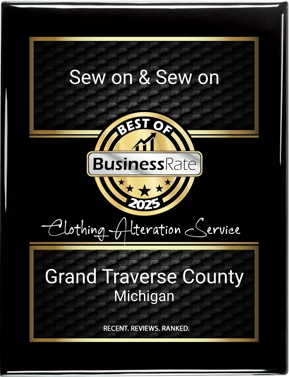 2025 Best of Grand traverse county seamstress award
