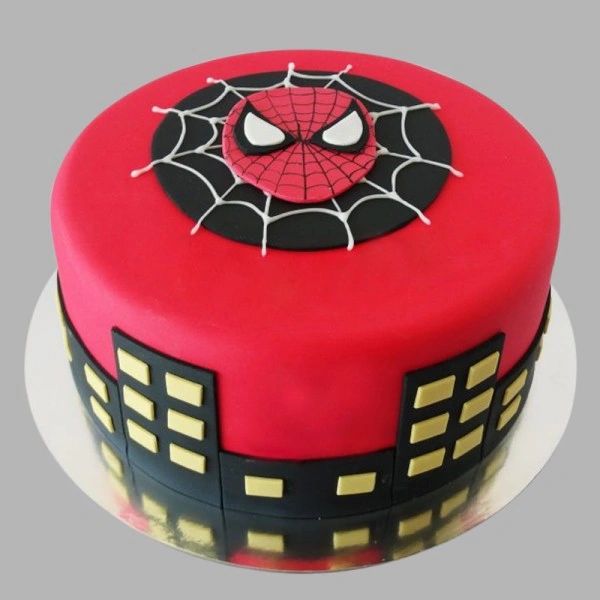 black spiderman birthday cake