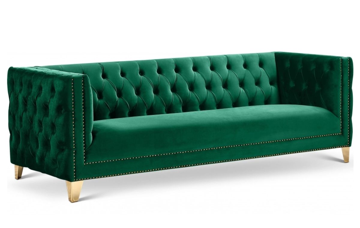Jacksons Green velvet Sofa (Gold legs)