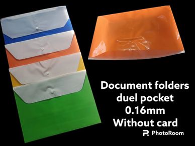 Colorful document folders with dual pockets and 0.16mm thickness, without card.