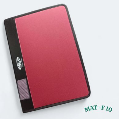 Red and black executive file folder labeled HI-TECH MAT-F10.