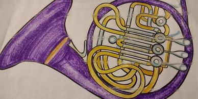 Purple french horn coloring diagram