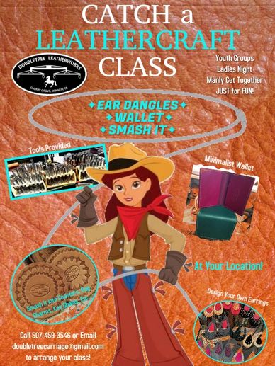 Poster advertising leathercraft classes.