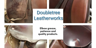 Before and after images of an english saddle cleaning and repair.