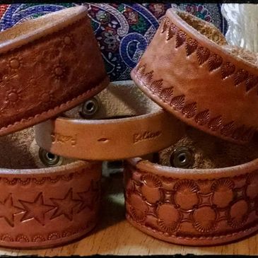 Hand stamped leather bracelets!