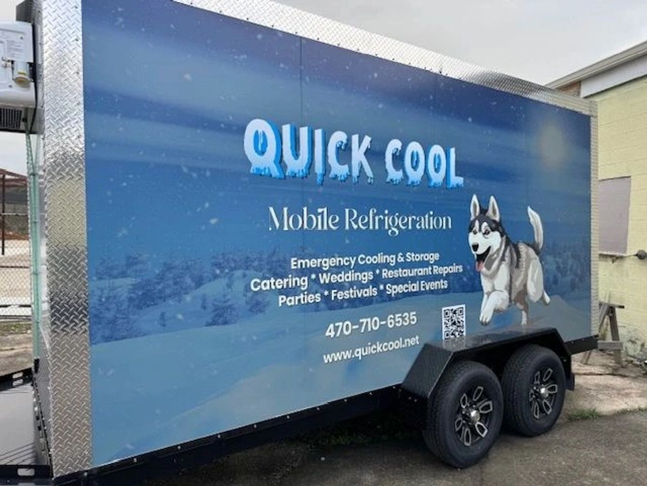 Trailer for Quick Cool mobile refrigeration services.