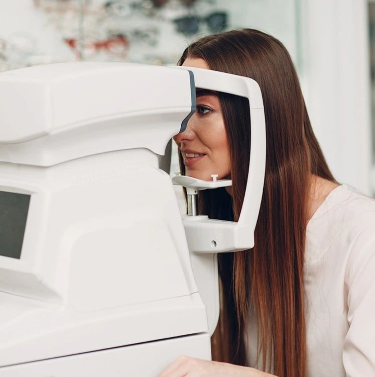 Patient receiving a professional eye examination