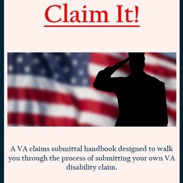 Cover of a VA claims handbook with a saluting soldier and American flag.