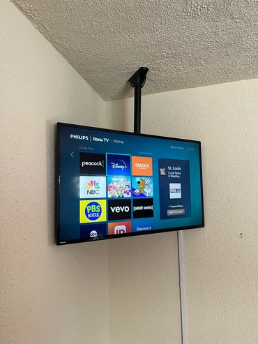 40" TV mounted from ceiling