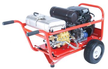 Honda twin petrol electric start pressure washer on wheel barrow frame