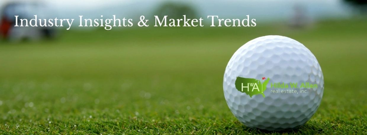 Golf ball on grass with 'Industry Insights &amp; Market Trends' text.