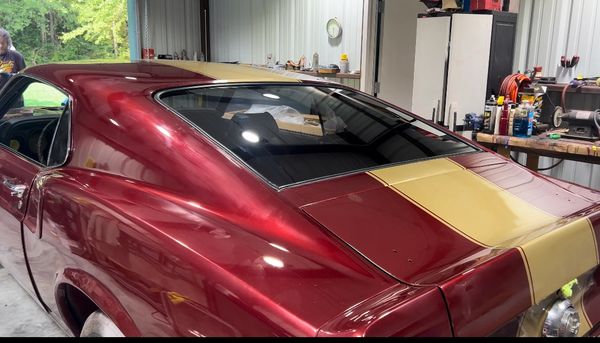 1969 Mustang Back View, Back Glass View.