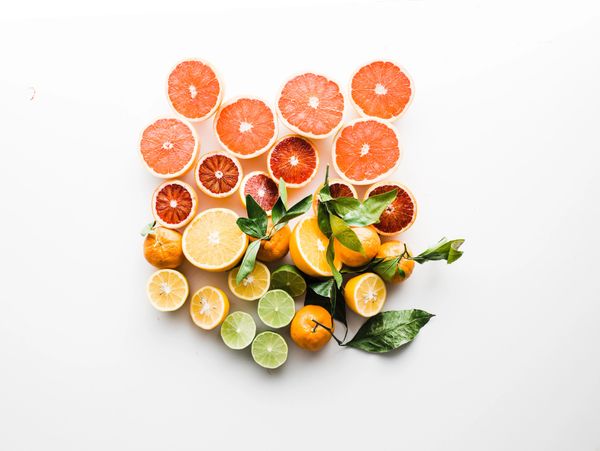Citrus fruits laid out