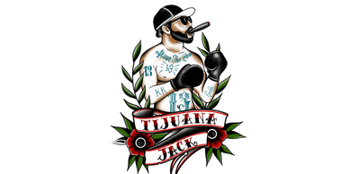 Tijuana Jack logo with man sketch 