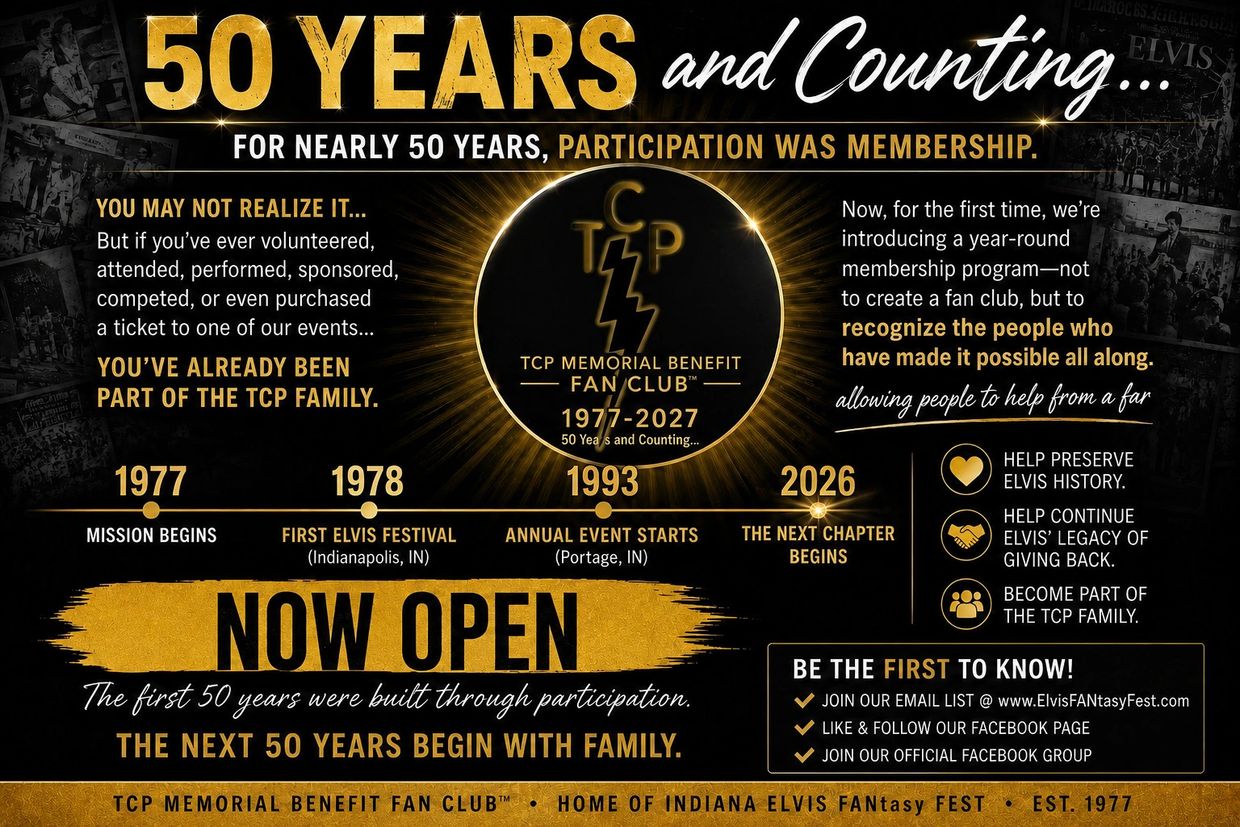 Celebrating 50 years of TCP Memorial Benefit Fan Club and introducing a year-round membership program.