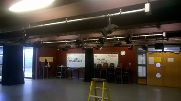 Lighting rig in school drama studio