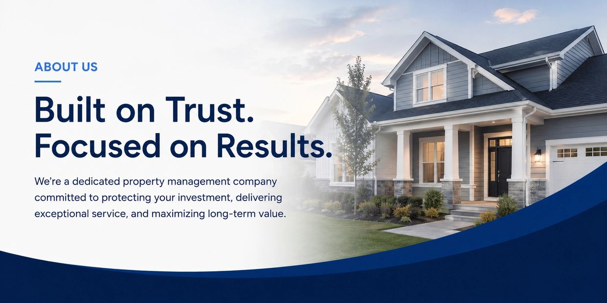 Property management company emphasizing trust, results, and investment protection.