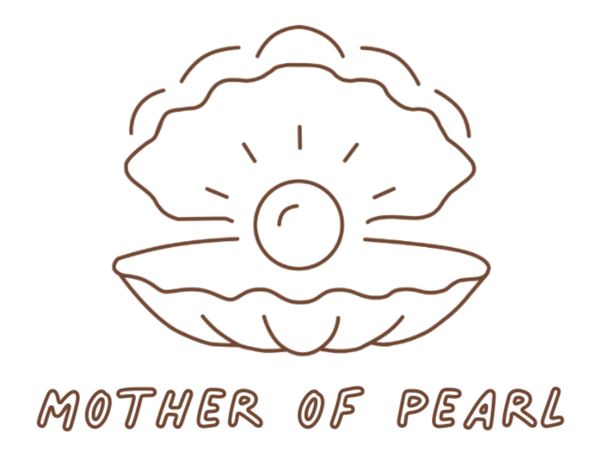 The store's logo; a clam shell with a pearl in the middle, underneath the writing 'Mother of Pearl'