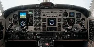 Aircraft cockpit flight instrument panel.