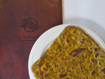 A Methi Paratha on a plate