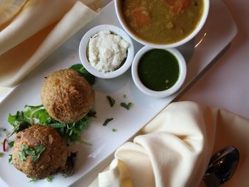 Fried dish and cream dip