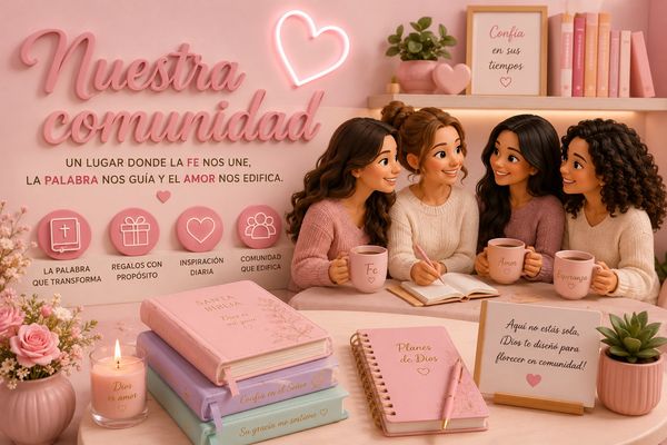 Grupo de amigas compartiendo fe y amor en comunidad cristiana.