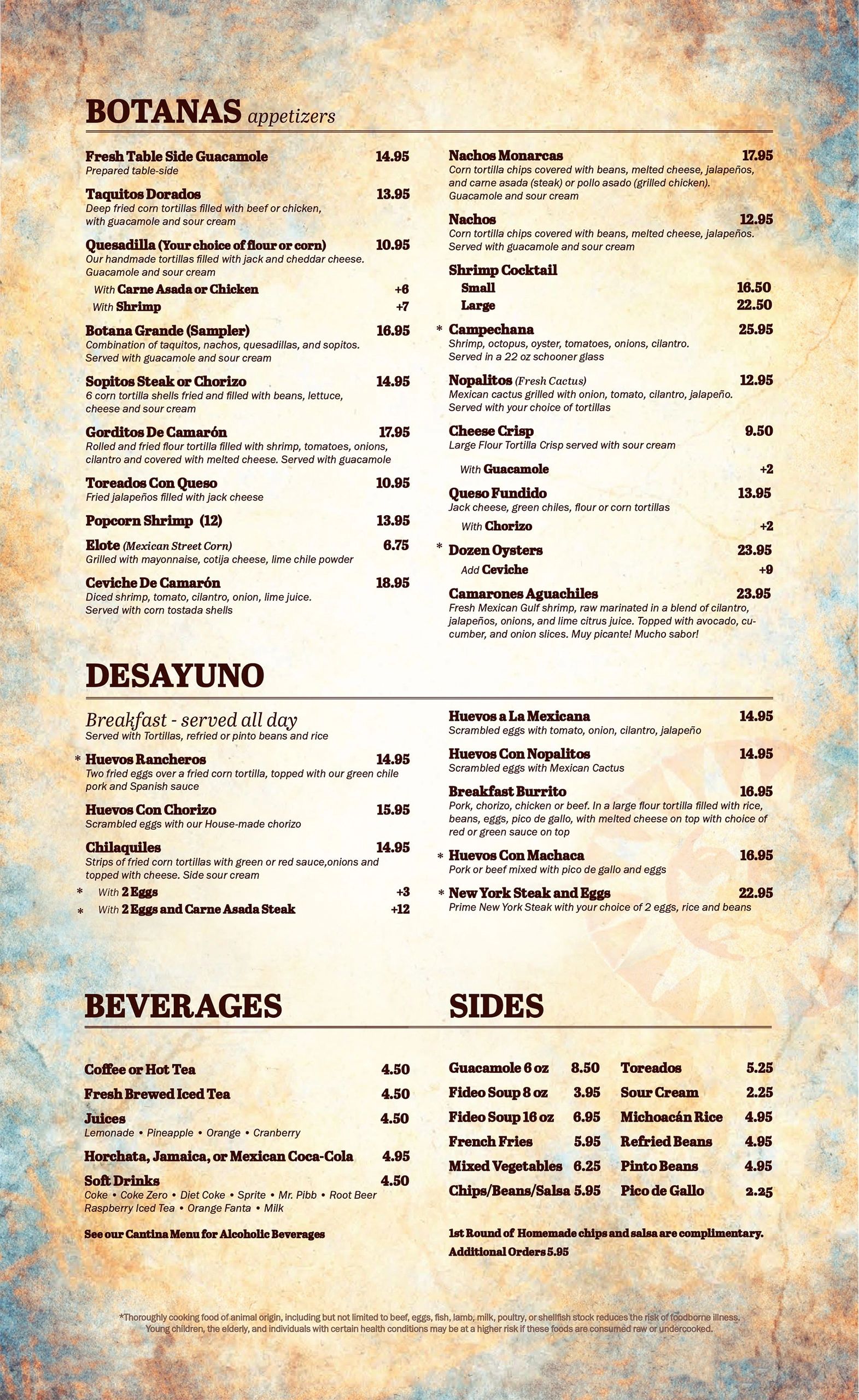 Lindo Michoacan Mexican Restaurant Centennial Appetizer Menu