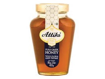 Jar of Attiki pure Greek honey.