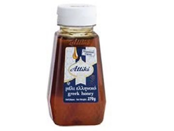 Bottle of Attiki Greek honey.