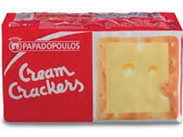 Papadopoulos Cream Crackers package.