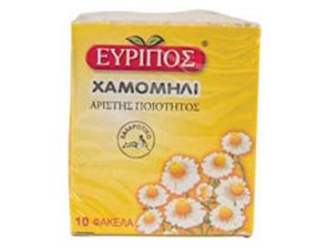 Package of Greek chamomile tea with flowers.