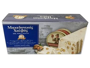 Box of Macedonian halva with almonds.
