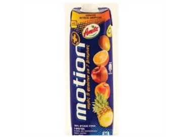 Carton of Amita Motion fruit juice.