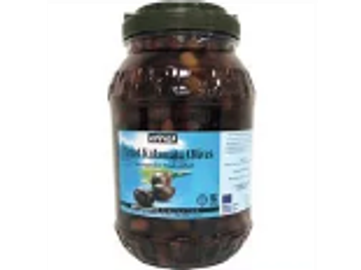 Jar of black Kalamata olives.