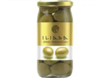 Jar of Iliada Greek green olives.