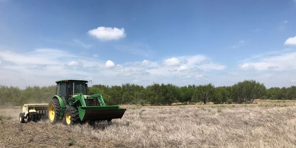 John Deere tractor used to plant seeds in South Texas. 