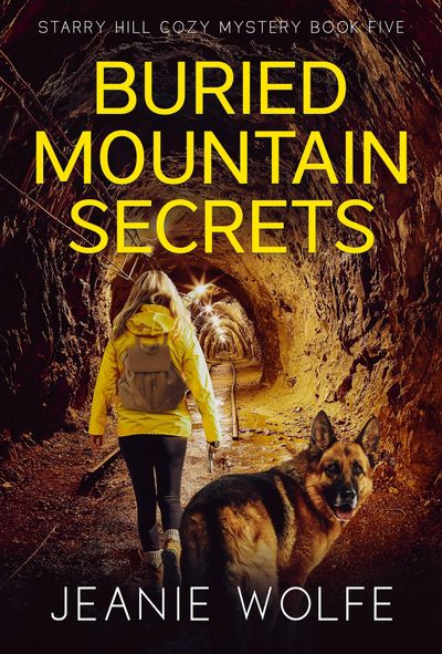 Woman with German Shepherd hunting down a criminal in a gold mine in Buried Mountain Secrets.