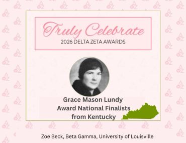 Grace Mason Lundy recognized as a 2026 Delta Zeta Award National Finalist from Kentucky.