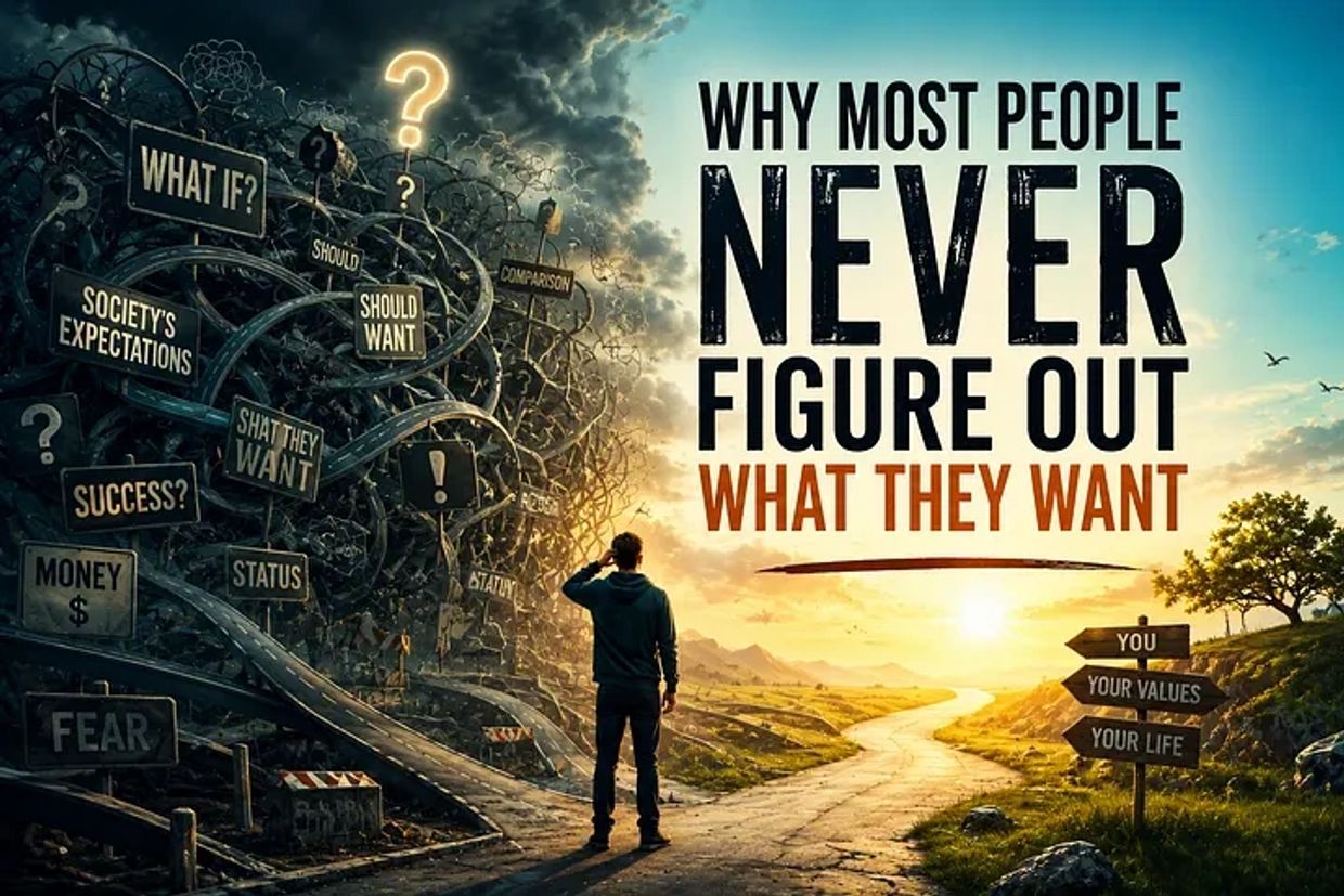 Person stands at a crossroads pondering life's expectations and desires.