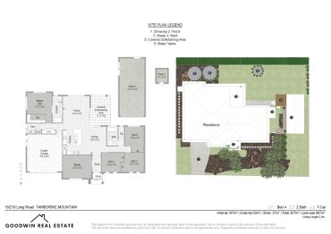 Floor plan and site plan of a 4-bedroom home with garden.