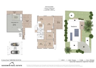Detailed floor plan and site layout of a residential property.