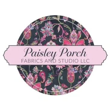 Logo for Paisley Porch Fabrics and Studio LLC with a floral paisley design.