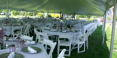 tents, tables, chairs, full service catering