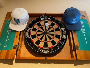 Cool hats on a dart board